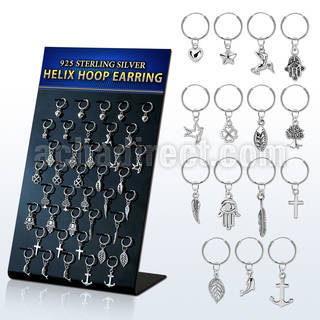 br610 board w silver helix hoop earrings 16g w assorted designs