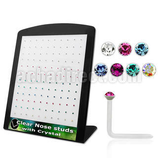 brac12 clear acrylic nose stud with round 1 5mm crystal top
