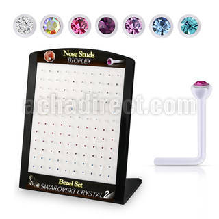 brac22 display 120 piercing nariz l bio flexible redonda 2mm cristal swarovski bisel distribuidor mayorista