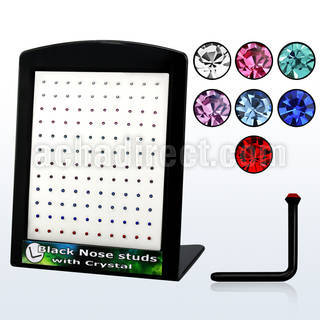 brac2 black acrylic nose stud w assorted colored crystal top