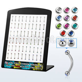 brbjmx4 display w 316l steel eyebrow bananas w 2 5mm jewel ball