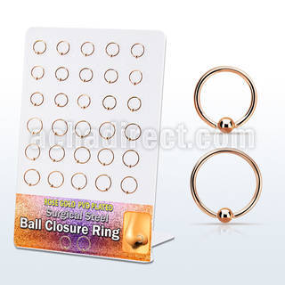 brcrt2 board w rose gold plated steel ball closure rings