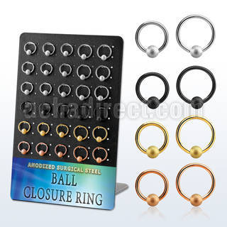brcrt5 board w anodized steel ball closure rings 16g w 5mm ball