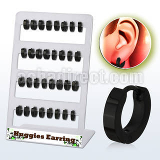 brer29 display w 32 pcs. of black 316l steel helix huggie