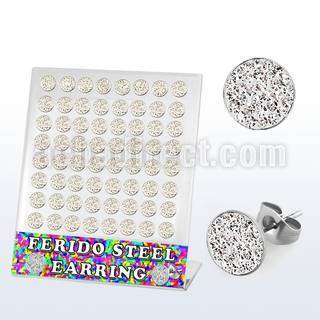brerfr2 316l steel earring with clear ferido glued crystal