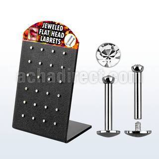brlbfc display 24 labrets rosca interna acero quirurgico cristal plano 2 5mm desde 8mm distribuidor