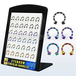 brmix23 pvd plate 316l eyebrow circular barbell w half cone ball
