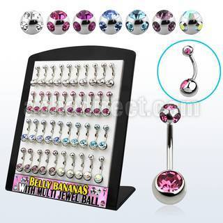 brmix25 316l steel belly banana with bezel multi jewel ball
