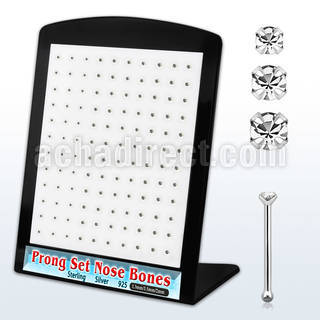 brnbpmc7 display w silver nose bone w mix pong set clear crystal