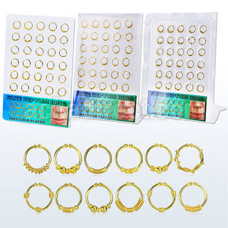 brnhm21 display w silver fake septum rings w 18k gold plating 