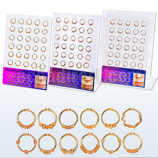 brnhm22 display w silver fake septum rings w rose gold plating 