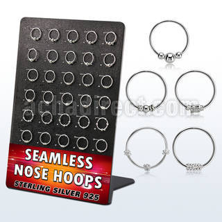 brnhm25 board w 30 silver seamless nose hoop w balinese wire