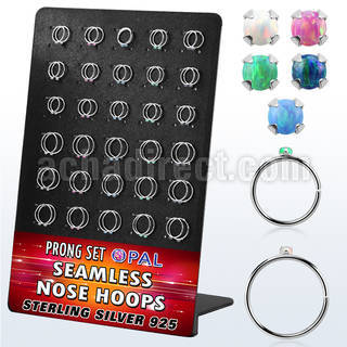 brnhm31 board 60 silver seamless nose hoop 1.5mm synthetic opal