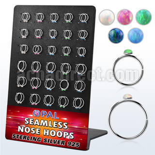 brnhm32 board 60 silver seamless nose hoop 2mm synthetic opals