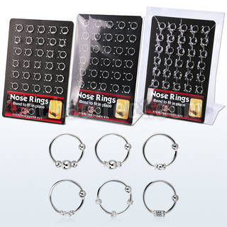 brnhm3 balinese wire designed silver nose hoops w fixed ball