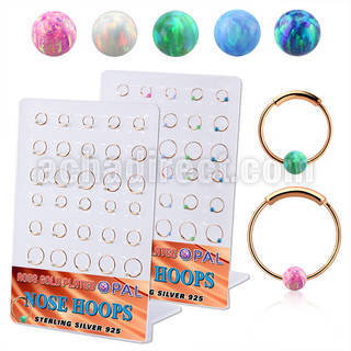 brnhm47 board rose gold silver endless nose hoop w 3mm opal ball