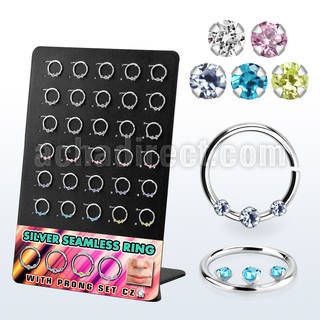 brnhm50 board w silver septum seamless ring with cz in mix color