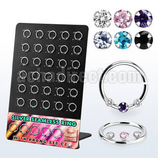 brnhm51 board w silver septum seamless ring cz stones