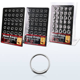 brnhm5 board of silver endless nose hoops with diameter 8 12mm