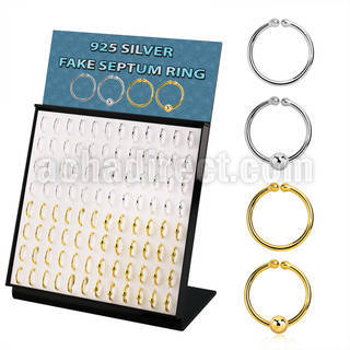 brnhmx32 board w silver fake septum rings w 18k gold plated