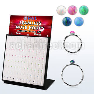 brnhmx39 board 96 silver seamless nose hoop 1.5mm synthetic opals