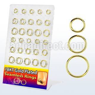 brnhp19 board of 18k gold plated 925 silver seamless nose rings