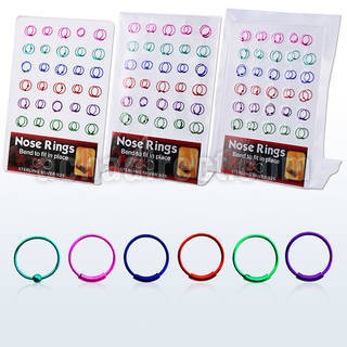brnhp8 925 silver nose hoops with w o ball in plated colors