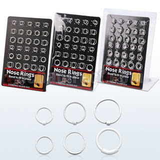 brnhp9 white 925 silver nose hoops with balls endless hoops