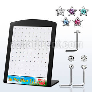 brnsmc3 board w silver nose studs w assorted shaped tops