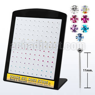 brnspbm silver bend it yourself nose stud w colored crystal top