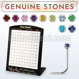 brnspge display w 120 silver nose studs w 2mm genuine stones