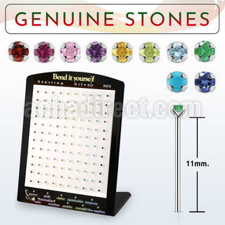 brnypge display w 120 silver bend it nose stud w genuine stone