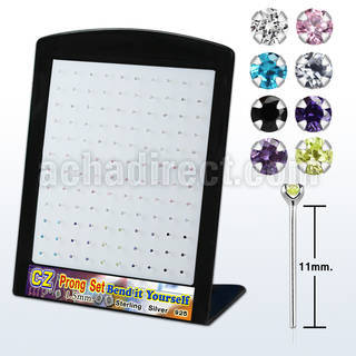 brnyzm2 display silver bend it nose studs 1.5mm mix color czs