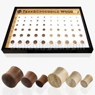 brpg112 tray w teak crocodile wood double flared plug