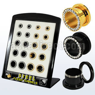 brpg148a board w pvd 316l flesh tunnel w crystal rim