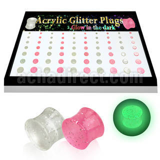 brpg164 display 70 dilataciones plug acrilicas doble uso plug glitter dia plug brilla oscuridad noche 3mm 12mm distribuidor