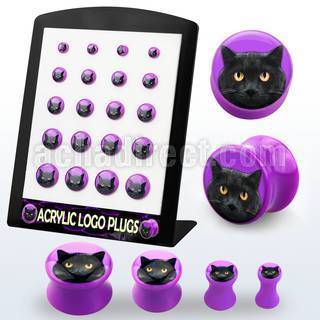 brpg166 venta por mayor display 20 plugs acrIlico negro doble flare logo piramide ojo 2g 916 6mm  14mm distribuidor mayorista