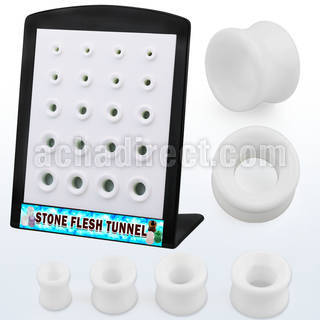 brpg189 display w of double flared ivory stone flesh tunnels
