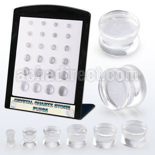 brpg210 display 24 pcs of crystal quartz double flare stone plug