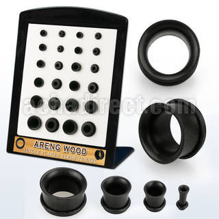 brpg212 display 24 pcs of areng wood single flare flesh tunnel
