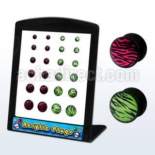 brpg52 board of acrylic double flared plug with zebra stripes