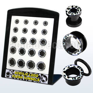brpg98 board of acrylic screwfit flesh tunnel w snow leopard