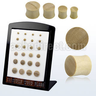 brpwy display with 24 pcs of crocodile wood double flared plug