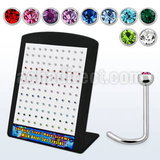 brs115 display 120 piercing nariz l acero quirurgico media bola 2 5mm cristal bisel mayorista
