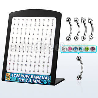 brse 316l steel eyebrow banana with ball cone bezel ball