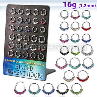 brsegh1 board w 30 316l steel hinged segment ring w 7 crystal
