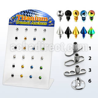 brtsa5 titanium g23 dermal anchor w anodized 316l ball cone