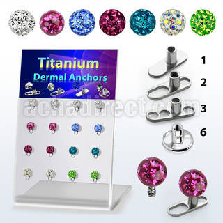 brtsa8 board w titanium g23 dermal anchors w multi crystal ball