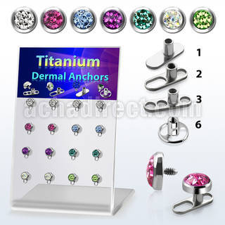 brtsa9 board w titanium g23 dermal anchors w 5mm multi crystal