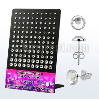 brvfbc display w silver ear stud w extra flat clear crystal top